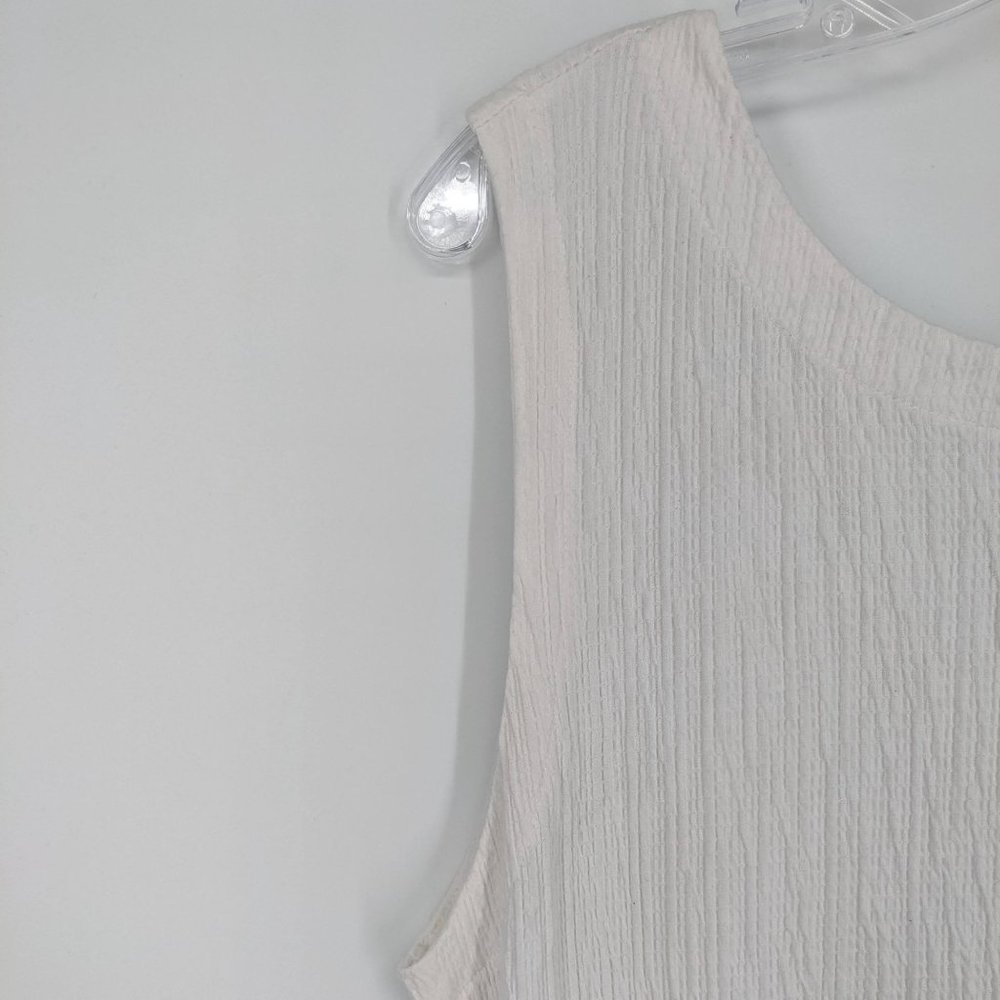 Anthropologie Cream Crepe Wrinkle Knit Button Back Viscose Montauk Tank Top XL - Picture 3 of 13